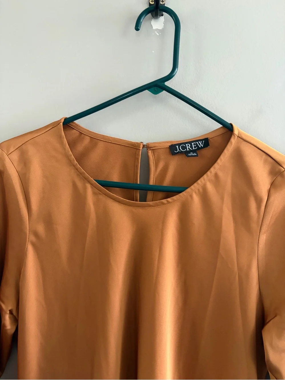 J. Crew Women's Bell‎ Sleeve Satin Blouse Size M Copper Gold